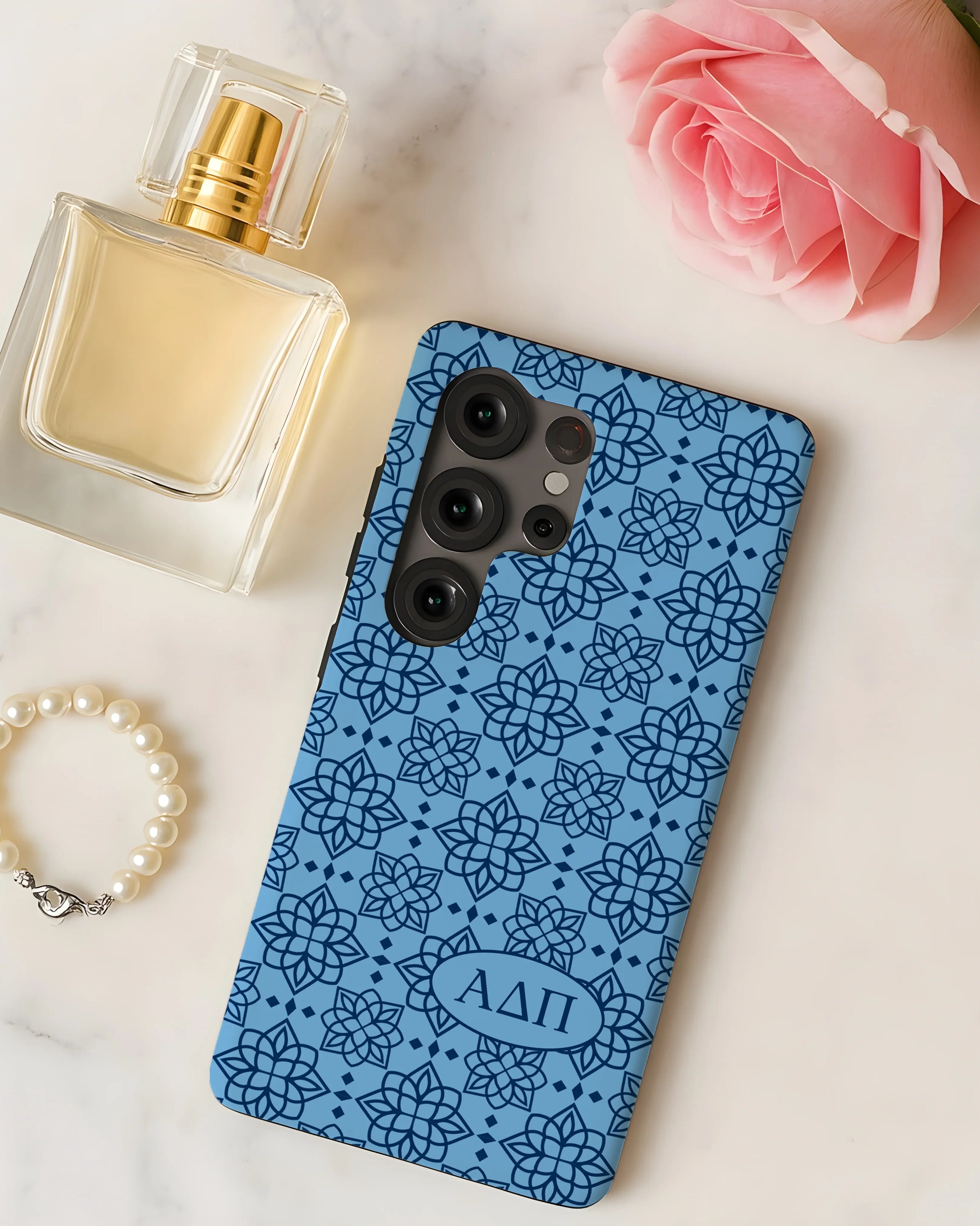 Alpha Delta Pi Samsung Galaxy Mobile Phone Case - Adelphean Blue Ornate