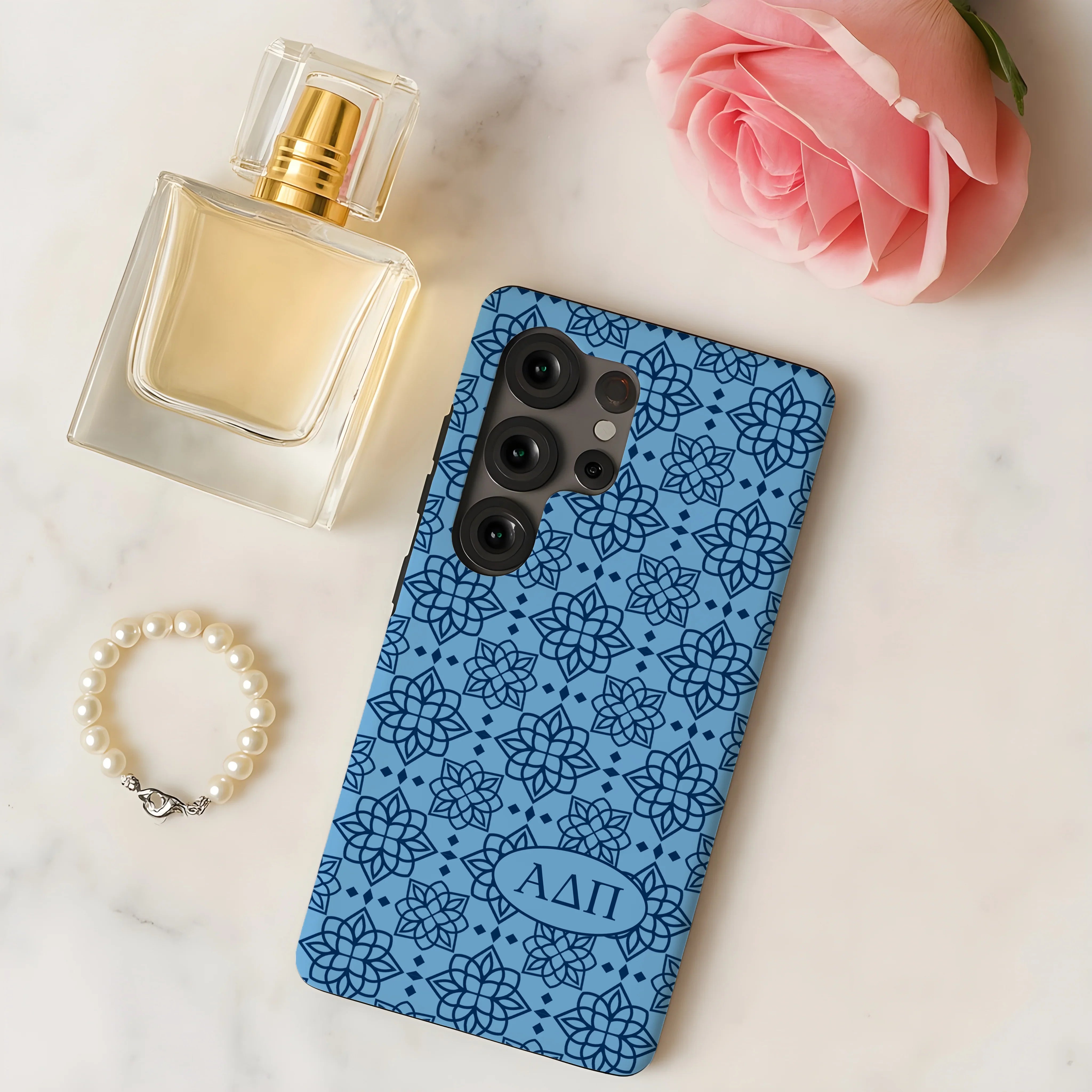 Alpha Delta Pi Samsung Galaxy Mobile Phone Case - Adelphean Blue Ornate
