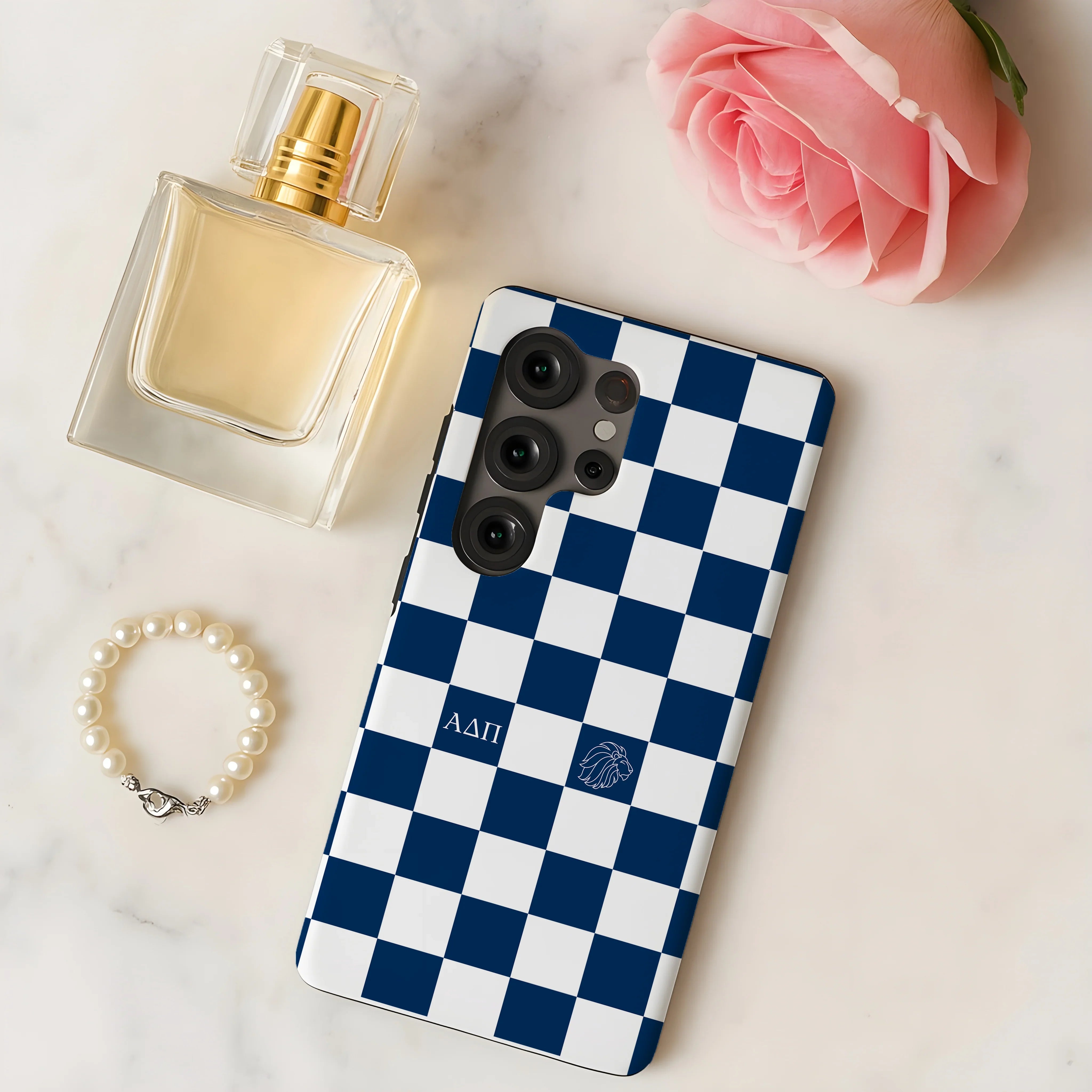 Alpha Delta Pi Samsung Galaxy Mobile Phone Case - Midnight Blue Check