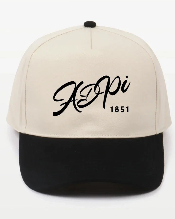 ADPi Embroidered Two-Tone Baseball Cap - Script 1851 | Custom Gifts
