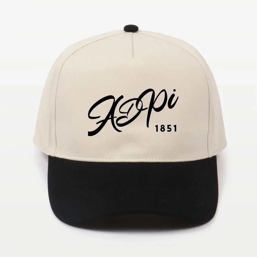 ADPi Embroidered Two-Tone Baseball Cap - Script 1851 | Custom Gifts