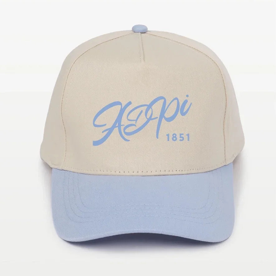 ADPi Embroidered Two-Tone Baseball Cap - Script 1851 | Custom Gifts