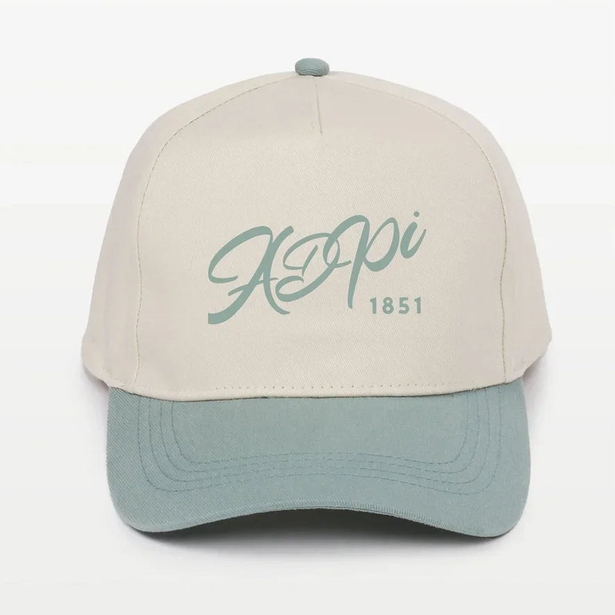 ADPi Embroidered Two-Tone Baseball Cap - Script 1851 | Custom Gifts