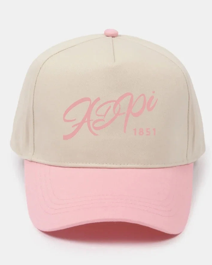 ADPi Embroidered Two-Tone Baseball Cap - Script 1851 | Custom Gifts
