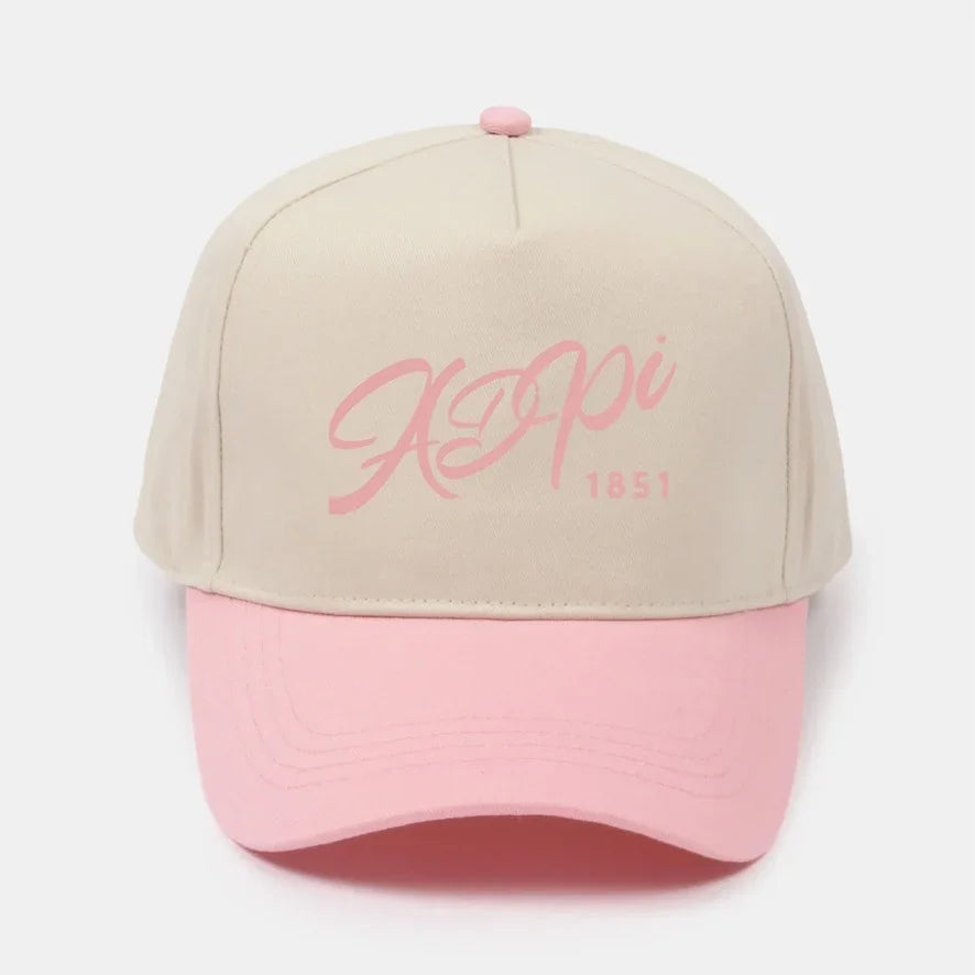 ADPi Embroidered Two-Tone Baseball Cap - Script 1851 | Custom Gifts