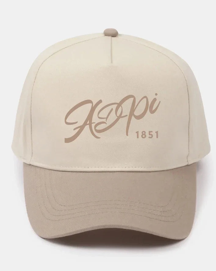 ADPi Embroidered Two-Tone Baseball Cap - Script 1851 | Custom Gifts