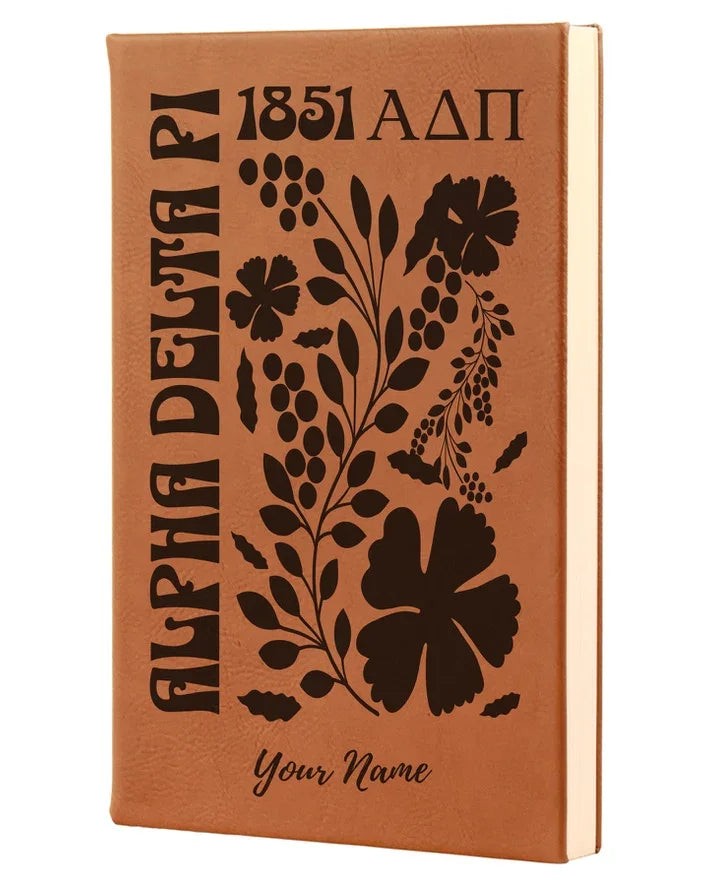 ADPi Personalized Leatherette Notebook Journal - Retro Floral