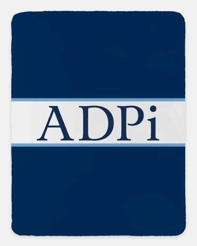 ADPi XL 60x80 Sherpa Throw Blanket - Center Band Midnight Throw Blankets
