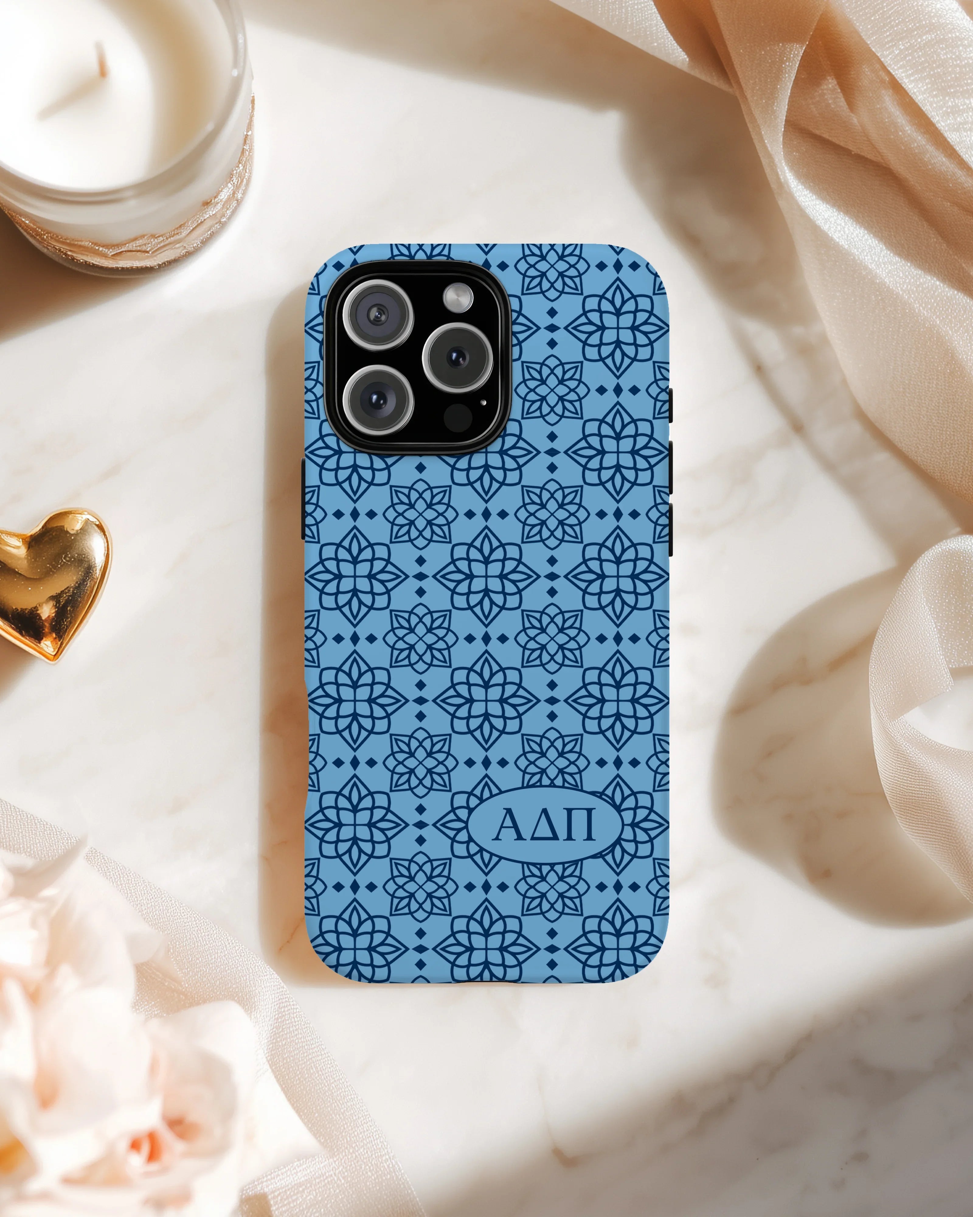 Alpha Delta Pi iPhone Mobile Phone Case - Adelphean Blue Ornate