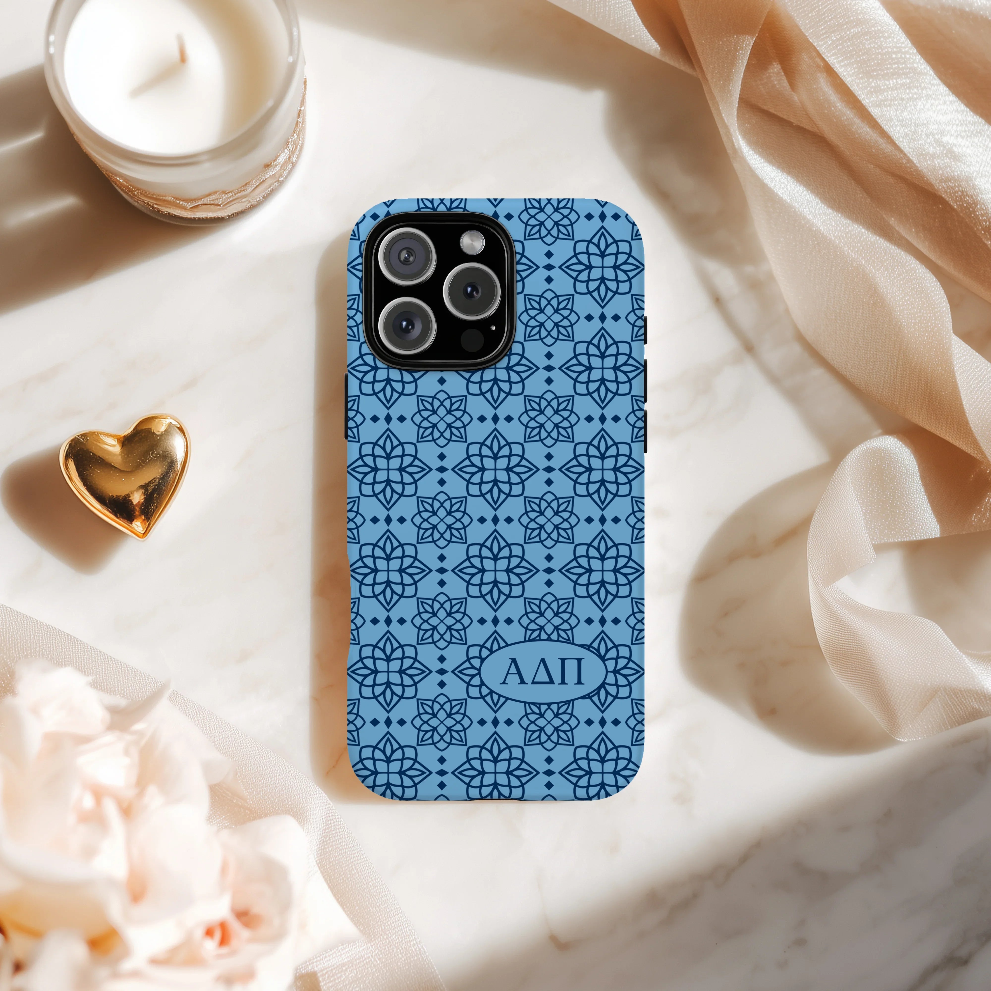 Alpha Delta Pi iPhone Mobile Phone Case - Adelphean Blue Ornate