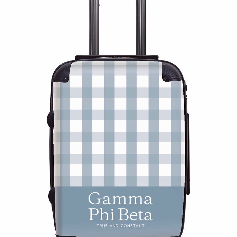 Gamma Phi Beta Carry-on Suitcase -Gingham Blue Moon Suitcases