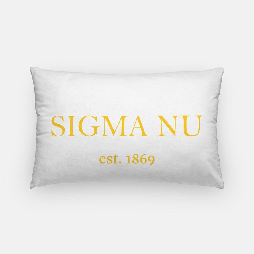 Sigma Nu Lumbar Pillow Cover - Traditional 1869 White Gold Pillow Covers