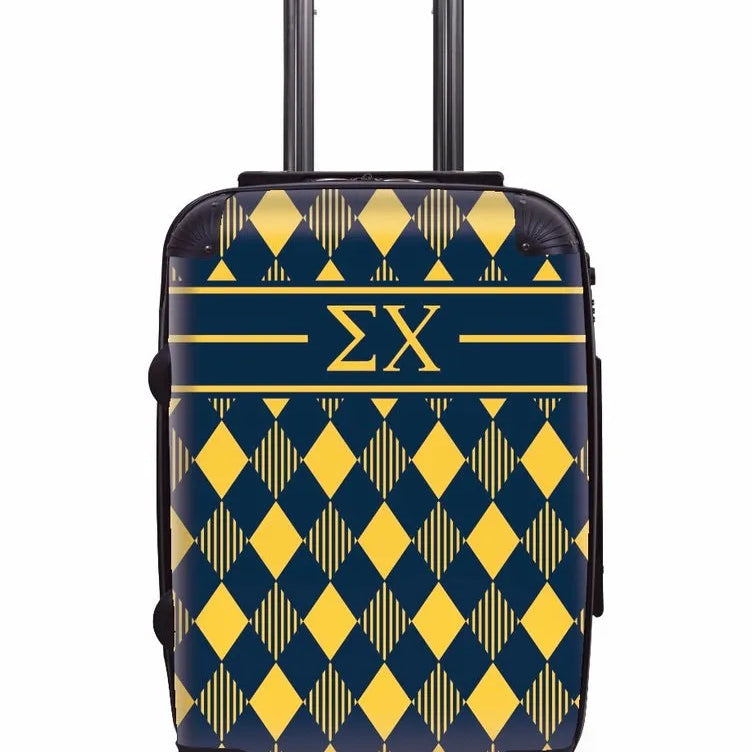 Sigma Chi Carry-On Suitcase - Argyle Deep Blue Suitcases