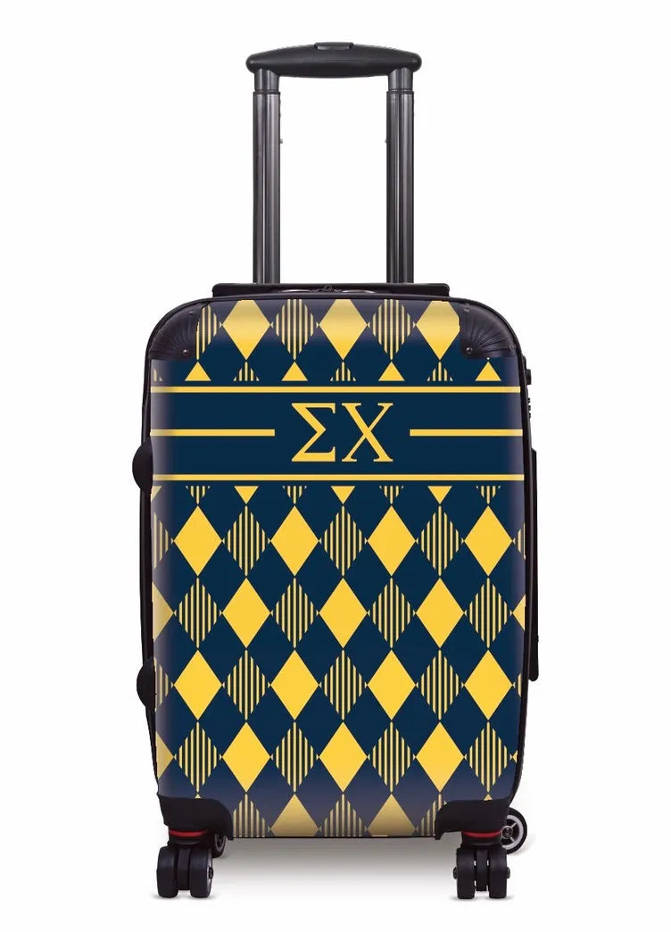 Sigma Chi Carry-On Suitcase - Argyle Deep Blue Suitcases