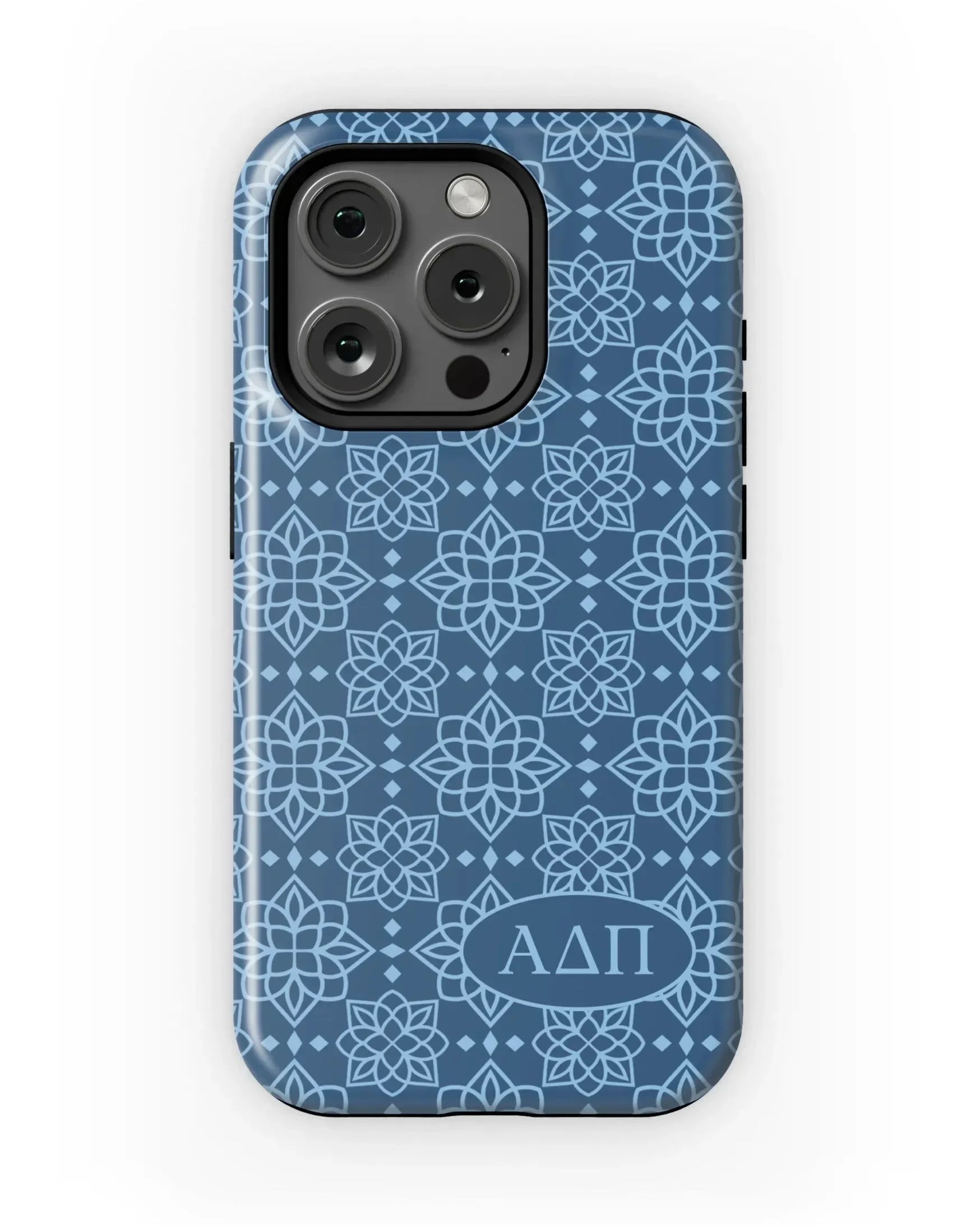 Alpha Delta Pi iPhone 16, 15, 14 Mobile Phone Case - Midnight Blue Ornate