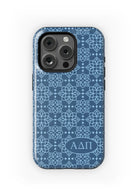 Alpha Delta Pi iPhone 16, 15, 14 Mobile Phone Case - Midnight Blue Ornate Matte Mobile Phone Cases