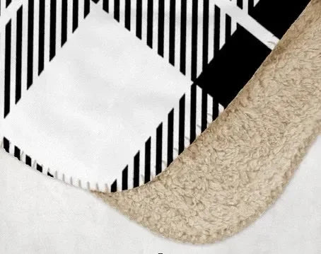 Phi Chi Theta XL 60x80 Sherpa Blanket - Black Plaid Throw Blankets