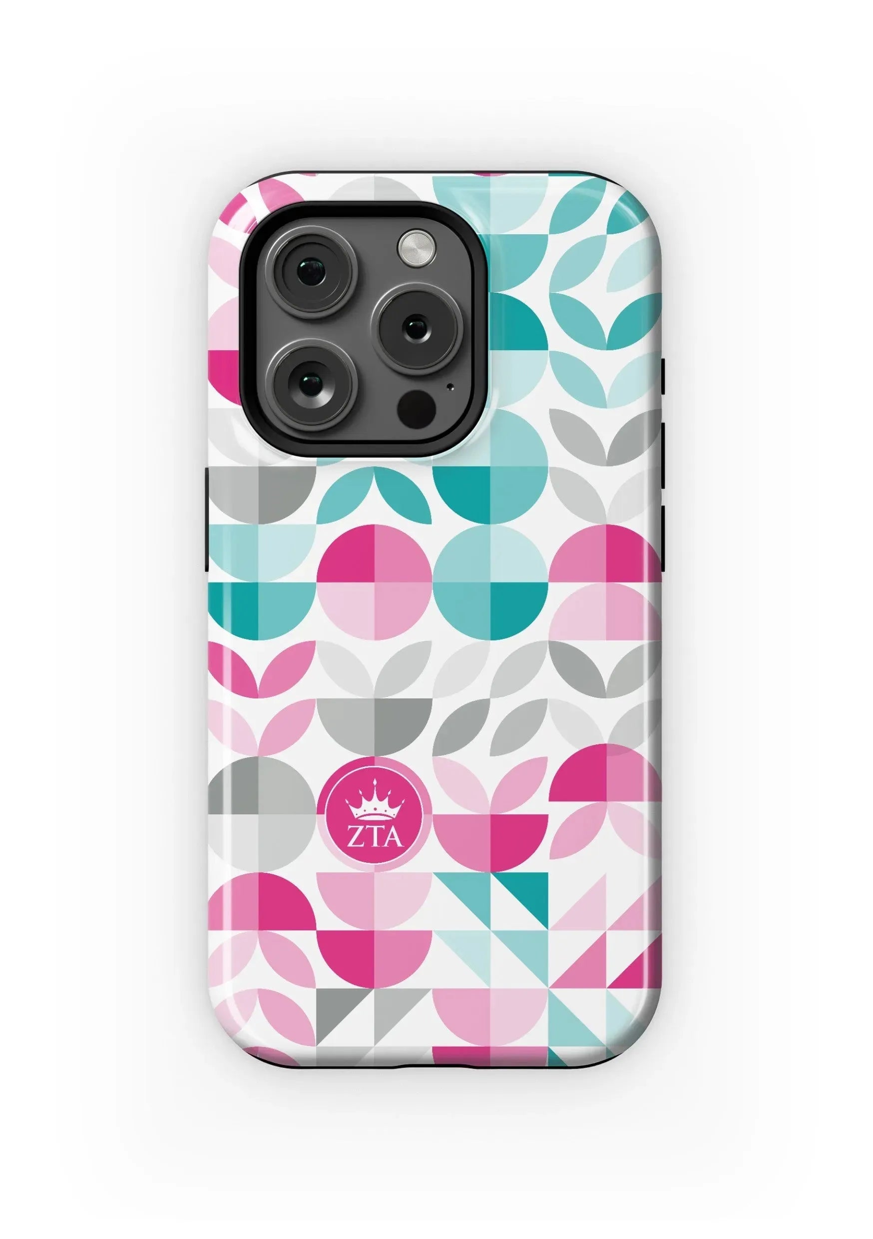 Zeta Tau Alpha iPhone 15, 14, 13 Mobile Phone Case - Geo Petals Gloss Mobile Phone Cases
