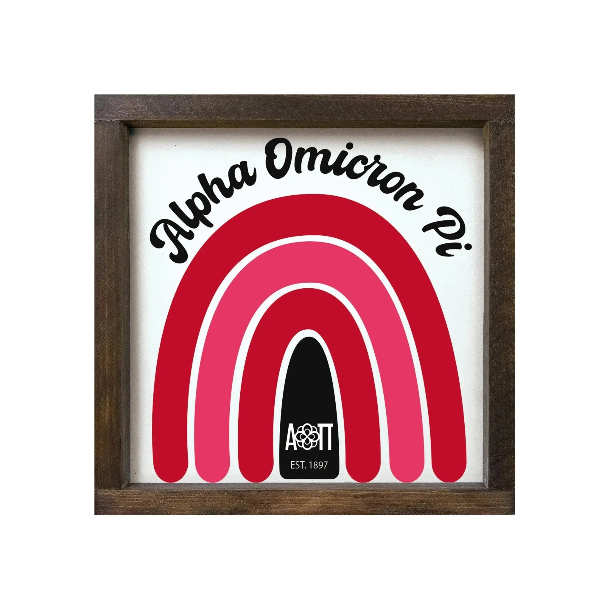 Alpha Omicron Pi 12x12 Rainbow Wood Framed Sign Wall Art & Signs