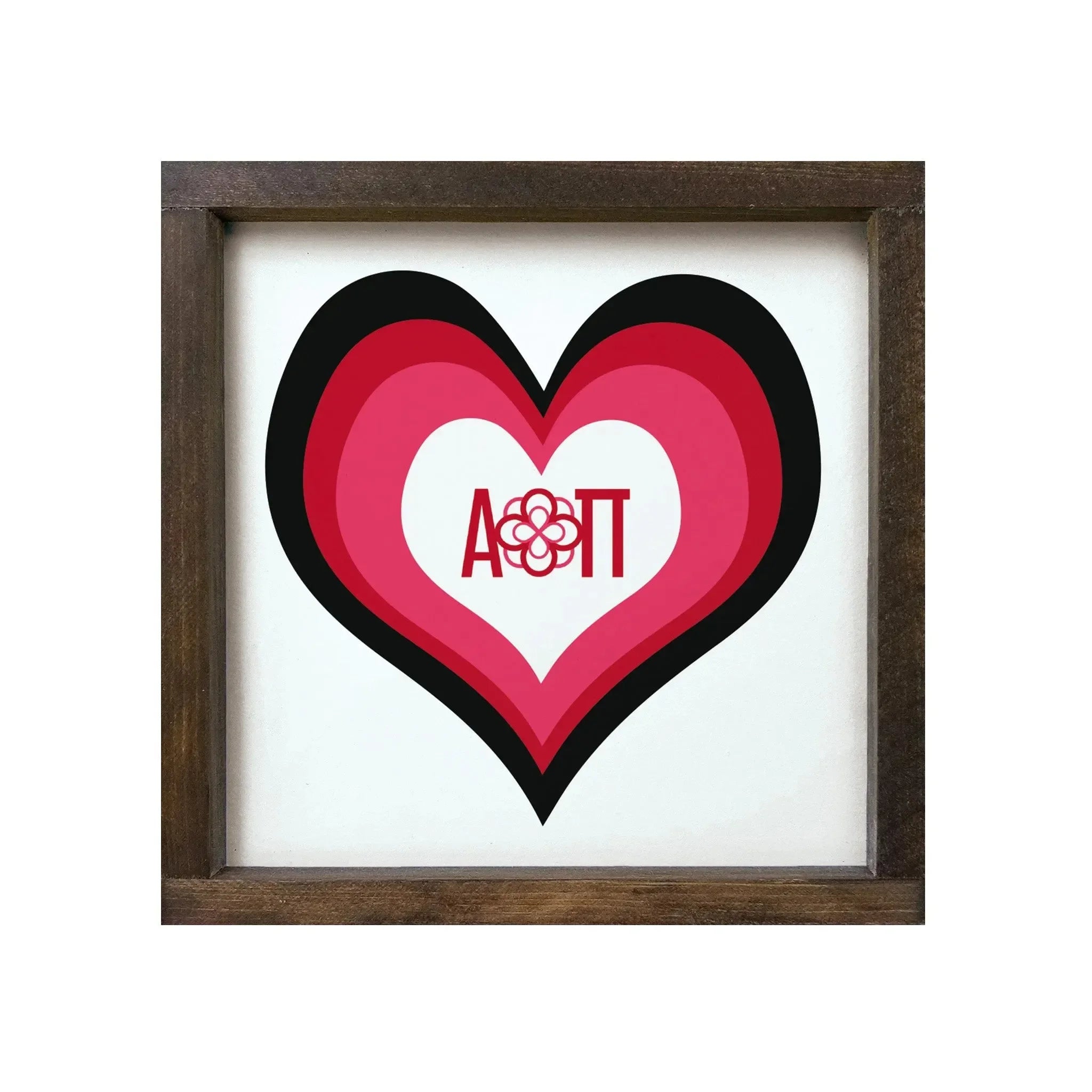 Alpha Omicron Pi 12x12 Heart Wood Framed Sign Wall Art & Signs