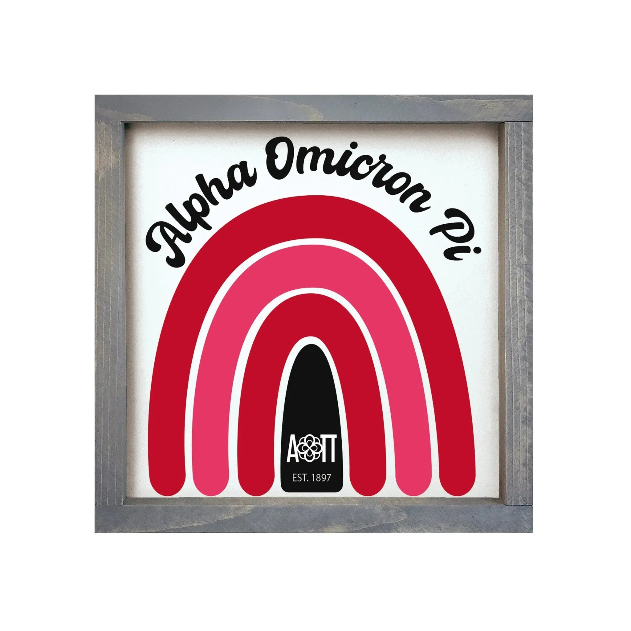 Alpha Omicron Pi 12x12 Rainbow Wood Framed Sign Wall Art & Signs