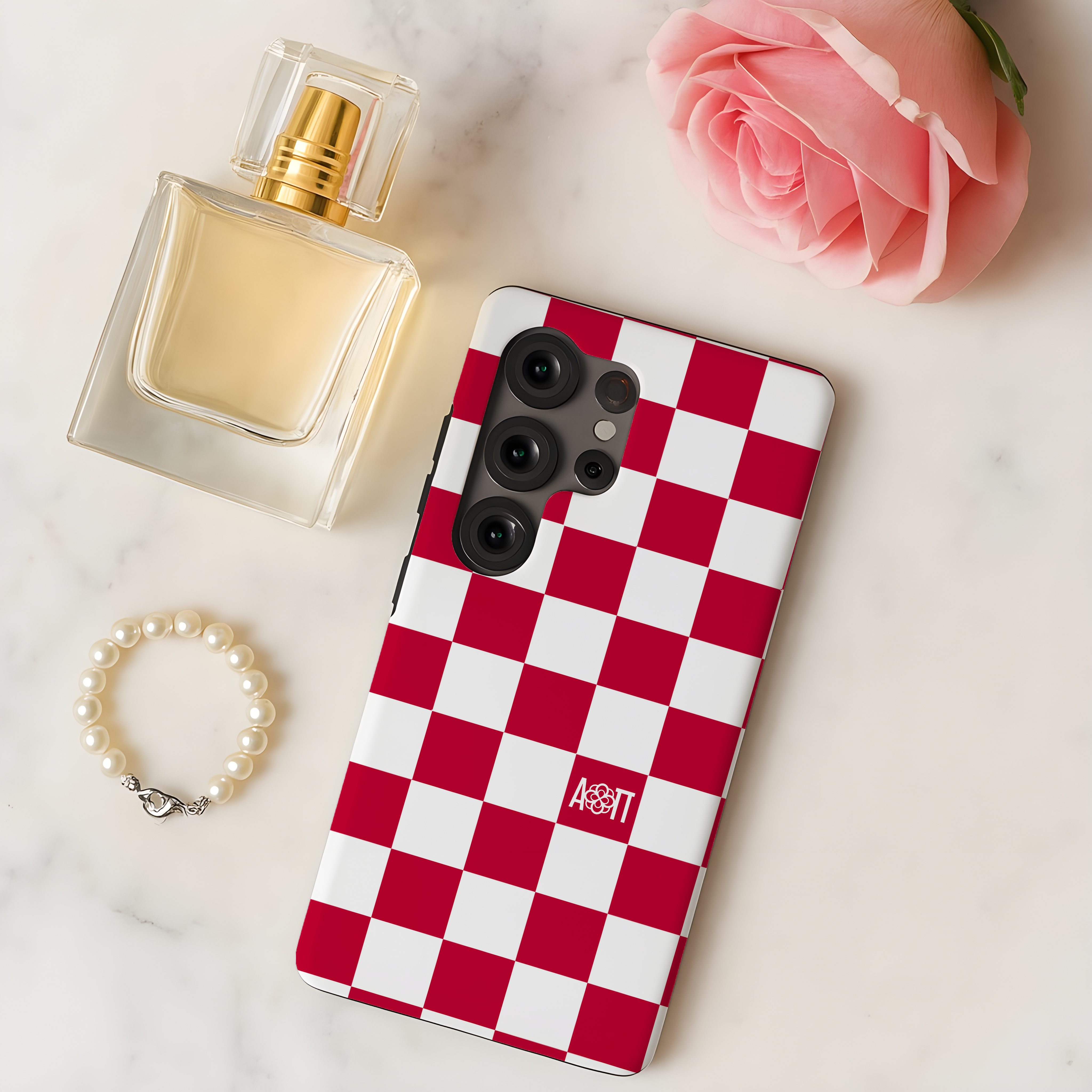 Alpha Omicron Pi Samsung Galaxy Mobile Phone Case - Red Check | AOII Gifts
