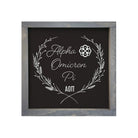 Alpha Omicron Pi 12x12 Wood Framed Sign - Wheat Frame Weathered Gray Wall Art & Signs