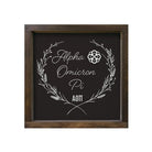 Alpha Omicron Pi 12x12 Wood Framed Sign - Wheat Frame Walnut Stain Wall Art & Signs