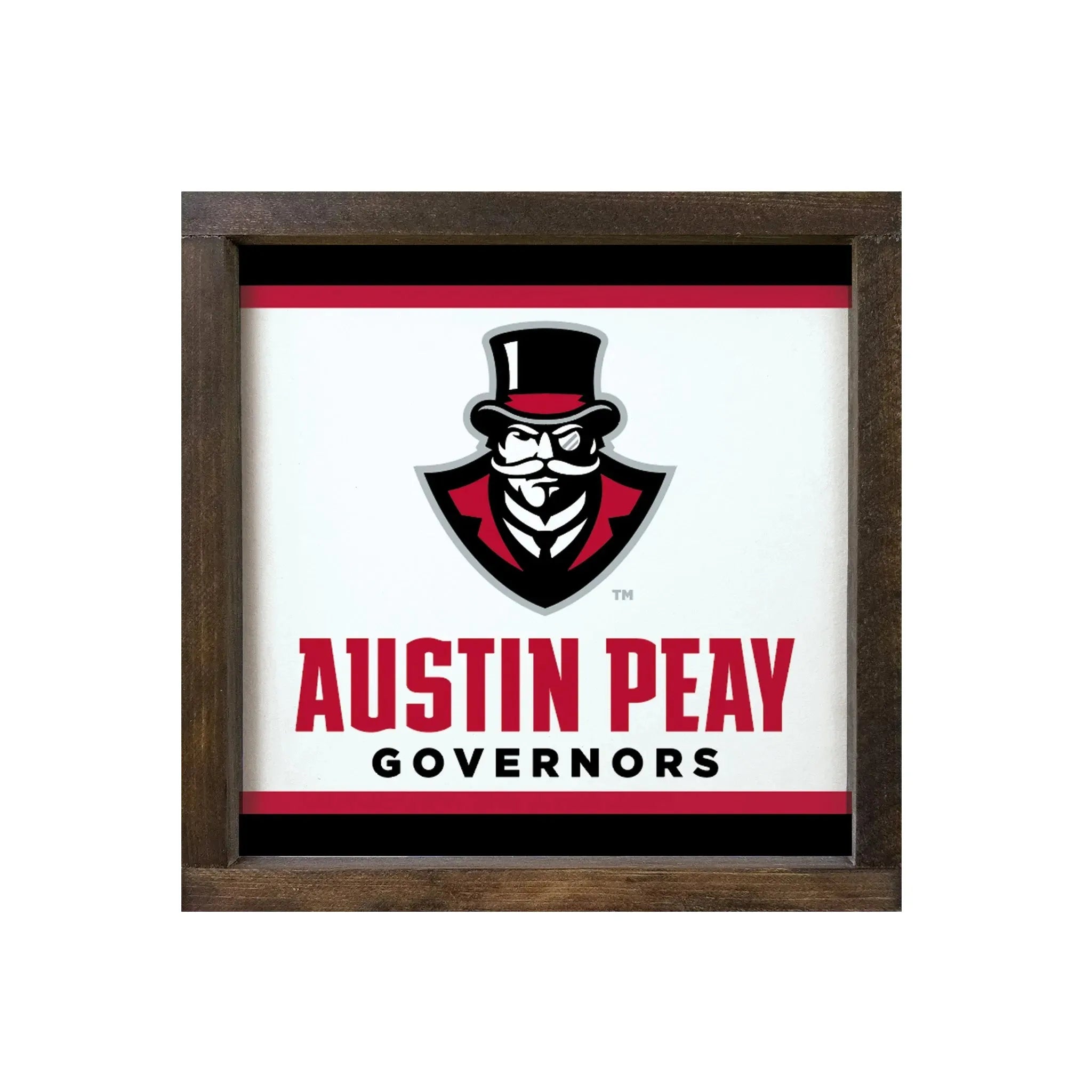 Austin Peay State University 12x12 Sign - Stripes Walnut Stain Wall Art & Signs