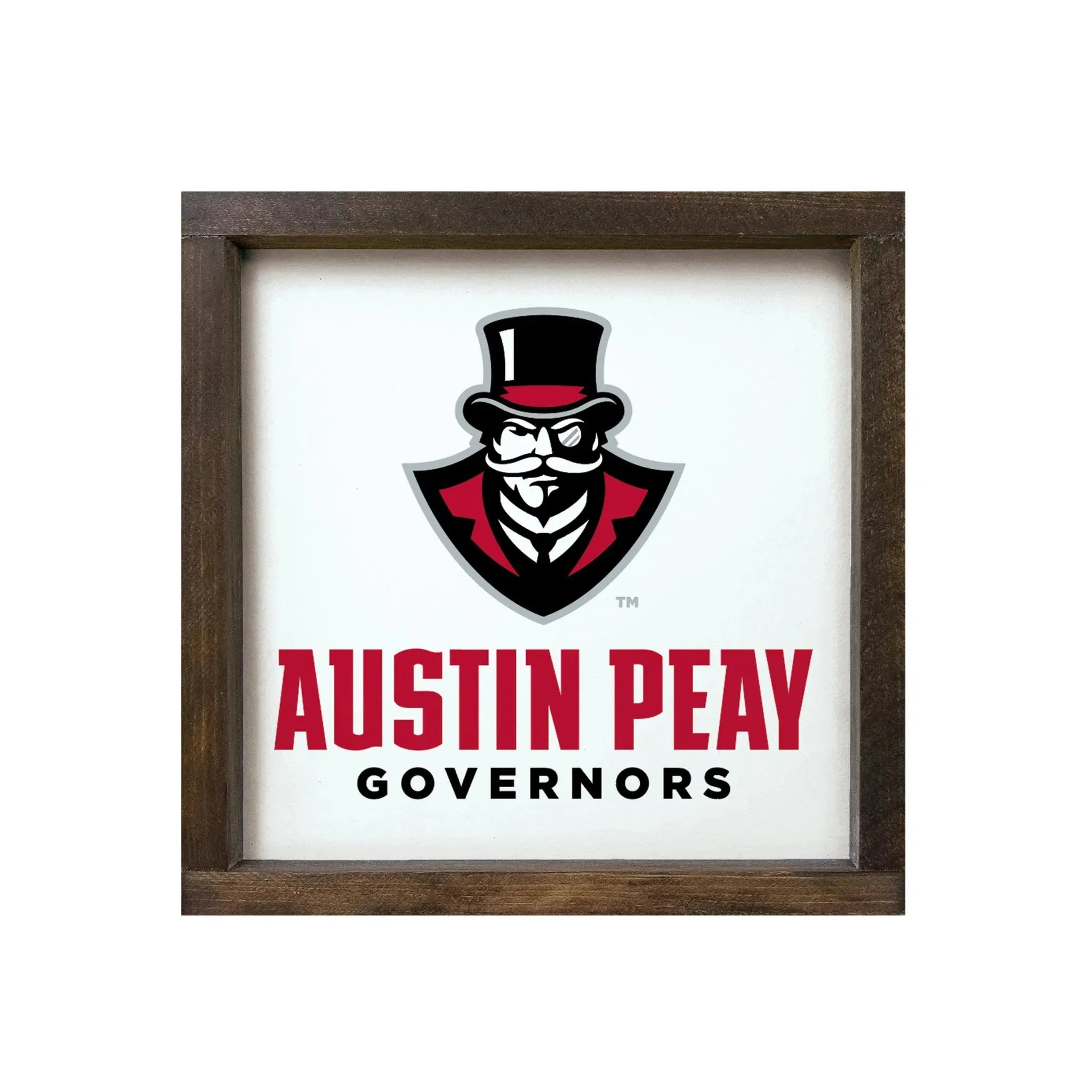 Austin Peay Governors 12x12 Wood Framed Sign Full Color Walnut Stain Wall Art & Signs