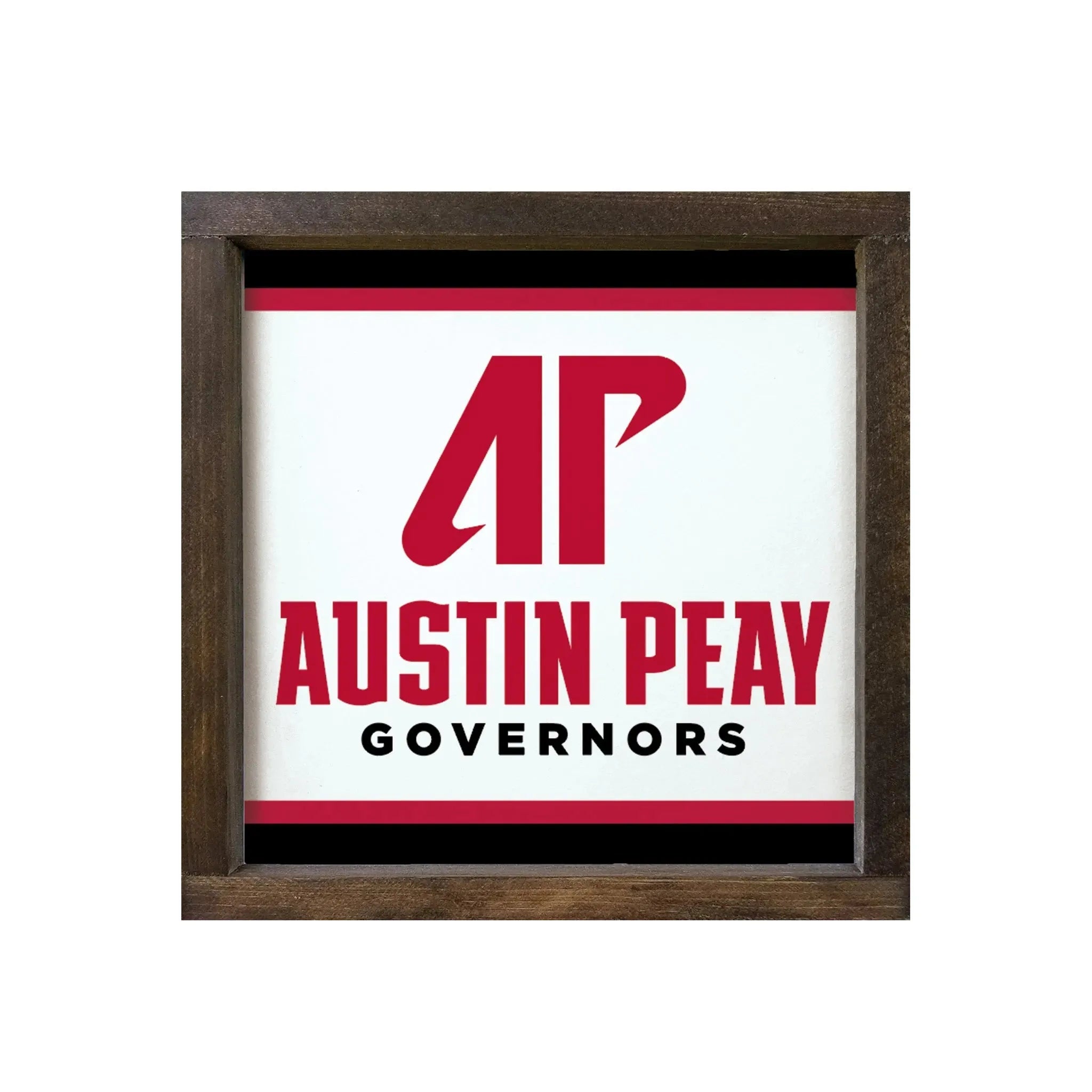 Austin Peay State University AP 12x12 Wood Framed Sign - AP Stripes Walnut Stain Wall Art & Signs
