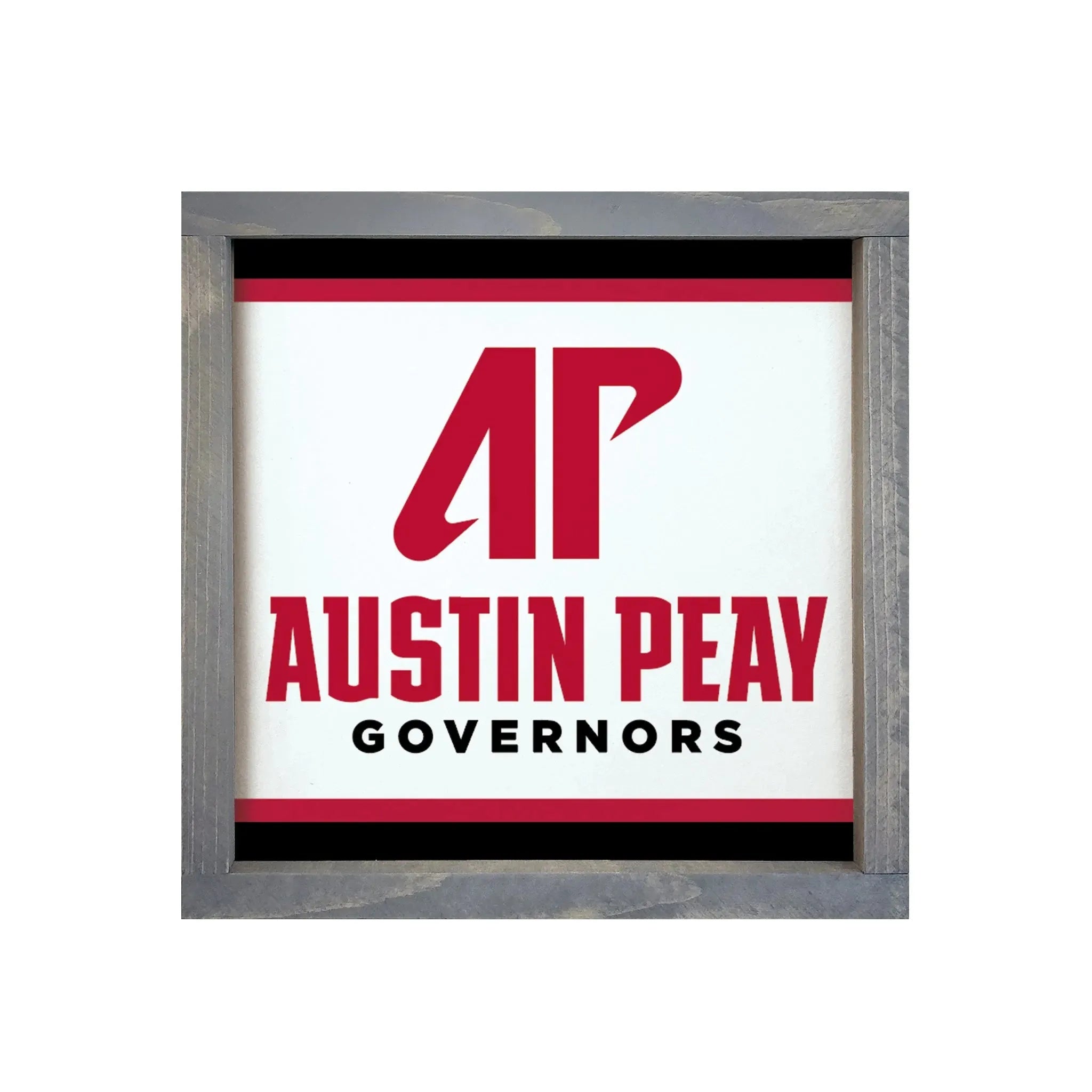 Austin Peay State University AP 12x12 Wood Framed Sign - AP Stripes Weathered Gray Wall Art & Signs