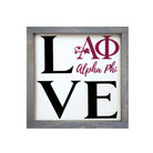 Alpha Phi 12x12 "LOVE" Wood Framed Sign Weathered Gray Wall Art & Signs