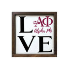 Alpha Phi 12x12 "LOVE" Wood Framed Sign Walnut Stain Wall Art & Signs