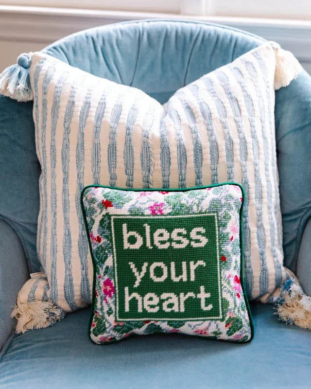 Bless Your Heart Needlepoint Pillow | Retro-Inspired Dorm Decor