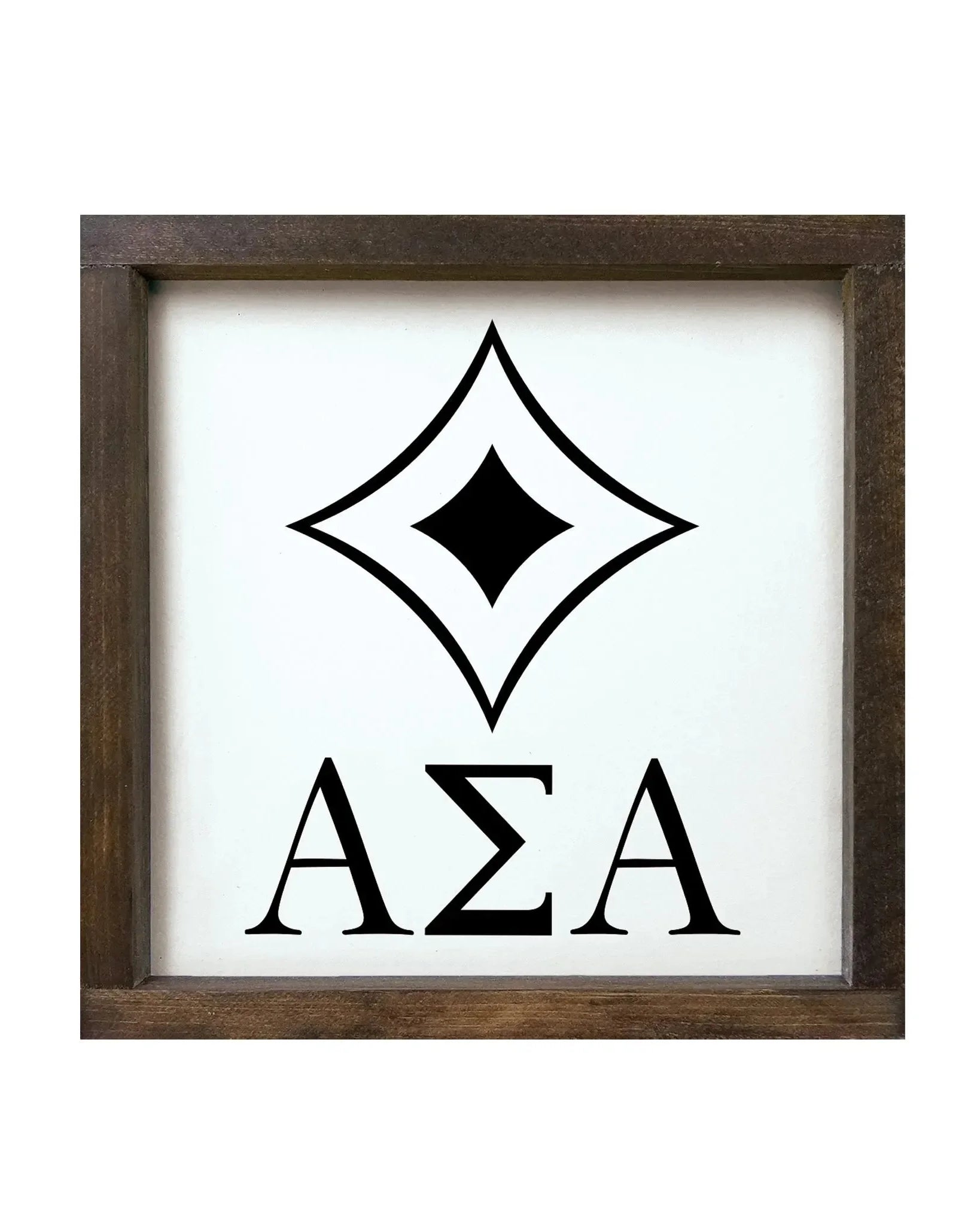 Alpha Sigma Alpha 12x12 Wood Framed Sign - Badgemark Black Walnut Stain Wall Art & Signs
