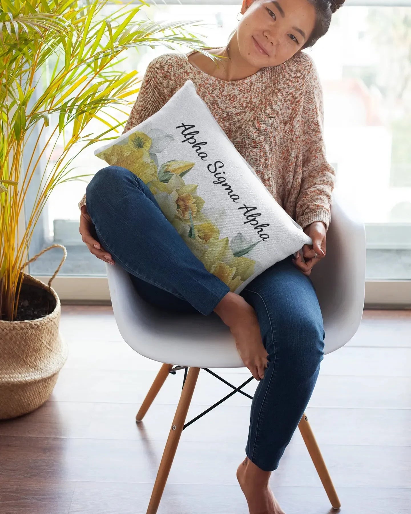 Alpha Sigma Alpha Lumbar Throw Pillow Cover - Narcissus Pillow Covers