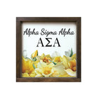Alpha Sigma Alpha 12x12 Wood Framed Sign - Narcissus Walnut Stain Wall Art & Signs