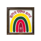 Alpha Sigma Alpha 12x12 Wood Framed Sign - Rainbow Walnut Stain Wall Art & Signs