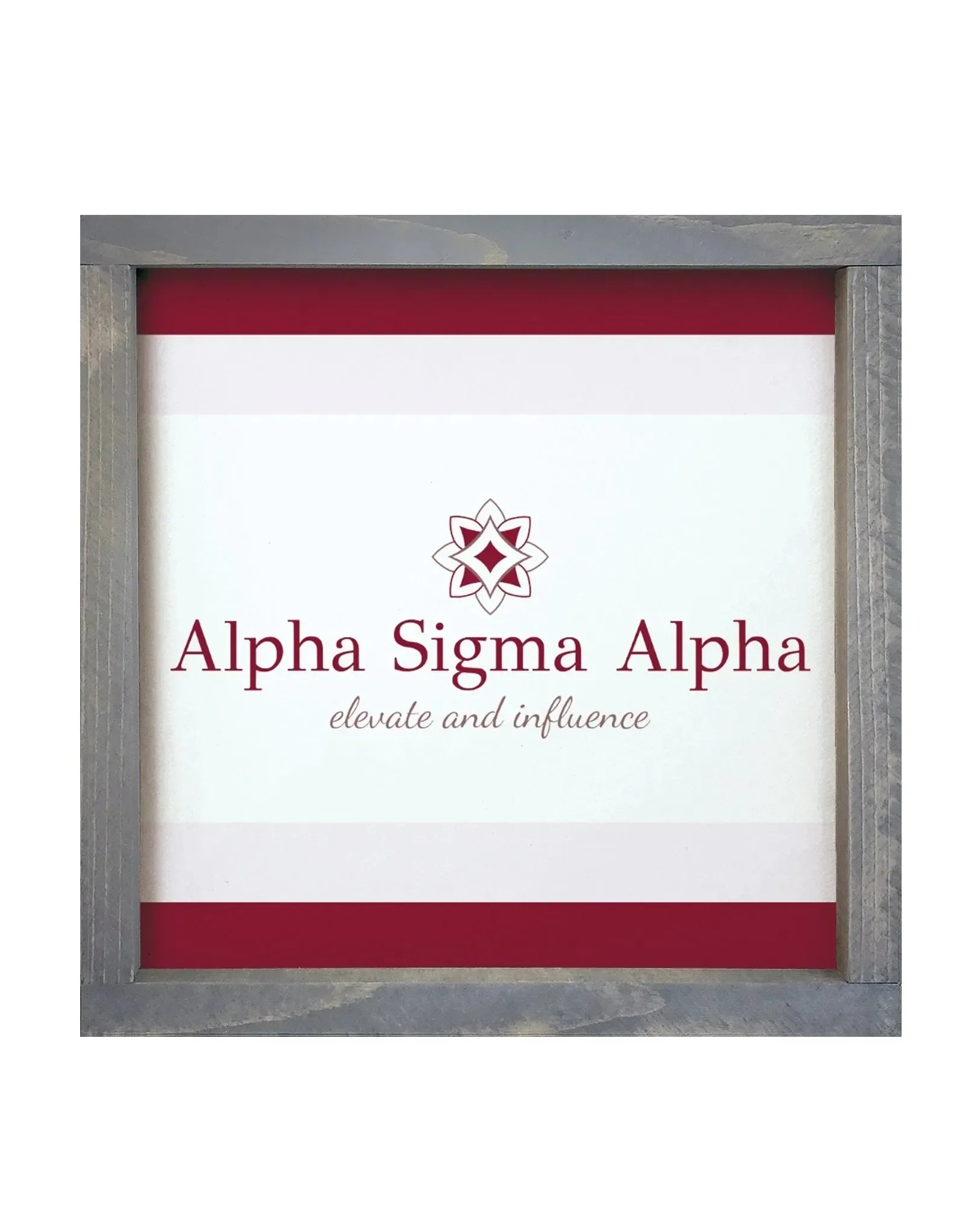 Alpha Sigma Alpha 12x12 Wood Framed Sign - Stripes Weathered Gray Wall Art & Signs