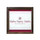 Alpha Sigma Alpha 12x12 Wood Framed Sign - Stripes Walnut Stain Wall Art & Signs