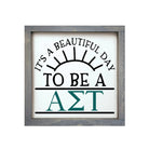Alpha Sigma Tau 12x12 Wood Framed Sign - Beautiful Day Weathered Gray Wall Art & Signs
