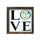 Alpha Sigma Tau 12x12 Wood Framed Sign - LOVE Anchor Mark Walnut Stain Wall Art & Signs