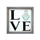 Alpha Sigma Tau 12x12 Wood Framed Sign - LOVE Crest Weathered Gray Wall Art & Signs