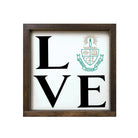 Alpha Sigma Tau 12x12 Wood Framed Sign - LOVE Crest Walnut Stain Wall Art & Signs