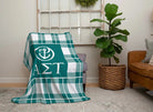Alpha Sigma Tau XL 60x80 Plaid Sherpa Throw Blanket Throw Blankets