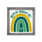 Alpha Sigma Tau 12x12 Wood Framed Sign - Rainbow Weathered Gray Wall Art & Signs