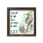 Alpha Sigma Tau 12x12 Wood Framed Sign - The Right Shoes Walnut Stain Wall Art & Signs