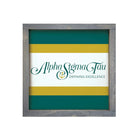 Alpha Sigma Tau 12x12 Wood Framed Sign - Stripes Traditional Logo Weathered Gray Wall Art & Signs