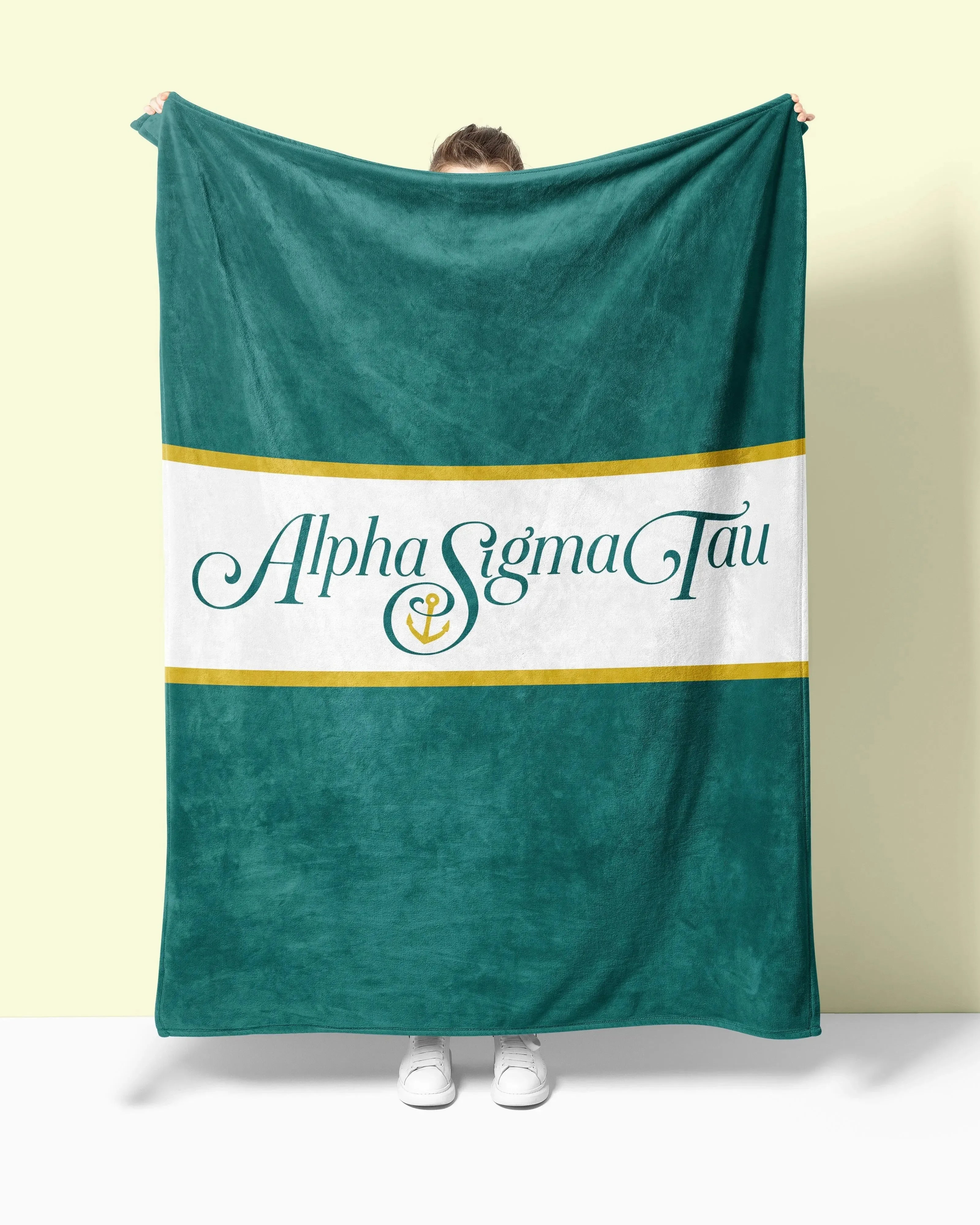 Alpha Sigma Tau XL 60x80 Traditional Sherpa Throw Blanket Throw Blankets